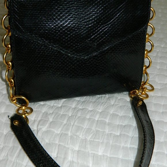 Donna Karan Black 100% Auth. Snake Skin Evening Bag - Picture 16 of 16